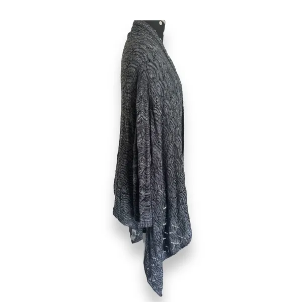 Chico's Womens Cardigan‎ Sz 1 M 8 10 Gray Black Waterfall Sweater Open Front - Image 3