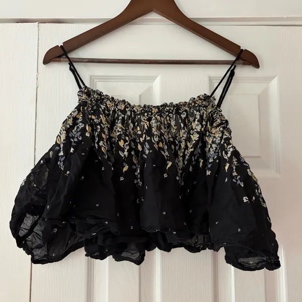 Free People Floral Black Spaghetti Strap Instant‎ Crush Camisole XS EUC - Image 2