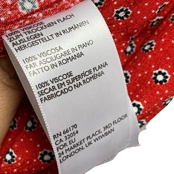 Cooperative Womens Large Red V Neck Wrap Top Long Sleeve Flower Polka Dot‎ - Image 6