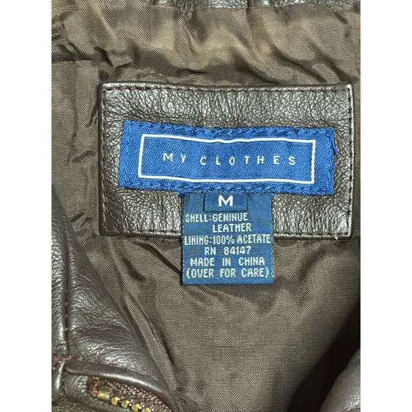 VTG My Clothes Chocolate Leather Biker Vest size Medium - Image 4