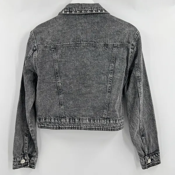 Rebecca Minkoff‎ Studded Denim Jean Jacket Black Gray 100% Cotton Size Small - Image 5
