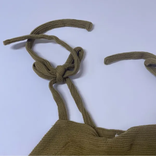 Madewell Tie Shoulder Ribbed Tank Top Spiced Olive Green Size Small - Image 4