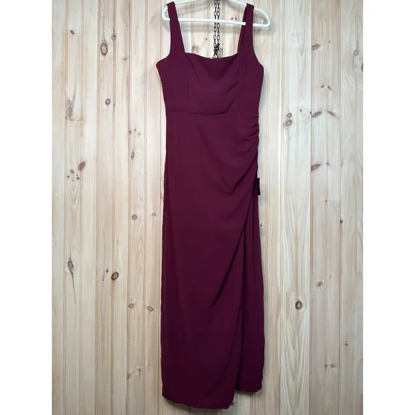 NWT Lulus Glamorous Disposition Burgundy Ruched Maxi Dress Bridesmaid Gala Sz XL - Image 3