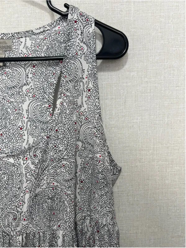 World Market Paisley Floral Boho Tiered Maxi Sleeveless Dress With Ruffled Hem - Image 3