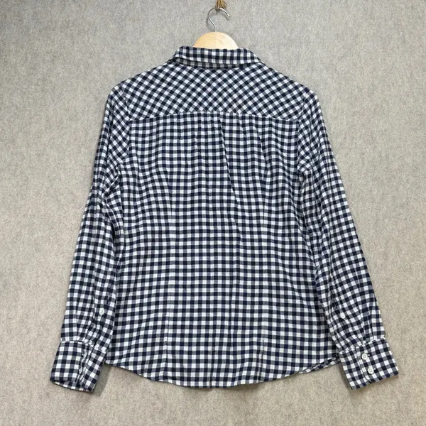 J.Crew Perfect Shirt Navy White Gingham Button‎ Down Long Sleeve Top Sz 6 School - Image 2