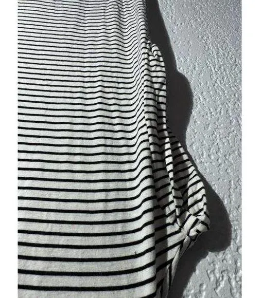 ZARA Black & White Striped V-Neck Midi T-Shirt Dress – Size M - Image 2