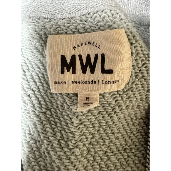 Madewell MWL Airyterry Quarter Zip Sweatshirt Mint Green Women's Size Small‎ - Image 8