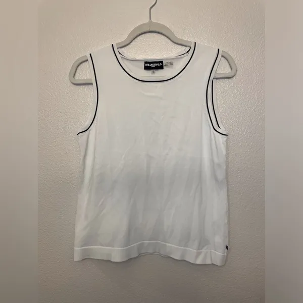 KARL‎ LAGERFELD PARIS Women’s Tipped Knit Tank Top Size S - Image 2