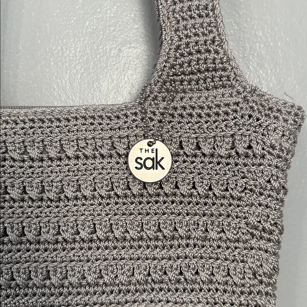 The Sak Woven Top ZIp closure Crotchet Bag cream - Image 2