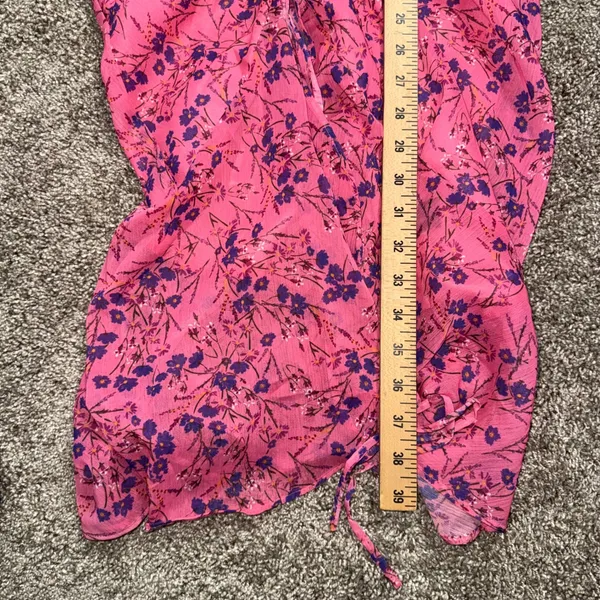 Majorelle Elaine Floral Midi Dress Women Size M Pink Excellent Ruched Ruffle Hem - Image 6