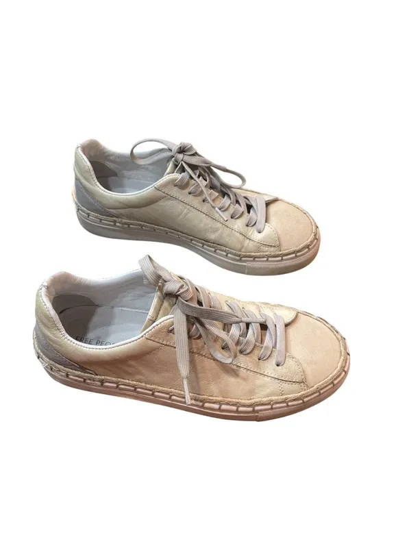 Free People wms cream white leather low top fashion sneakers sz 7 SKU 10-326 - Image 3