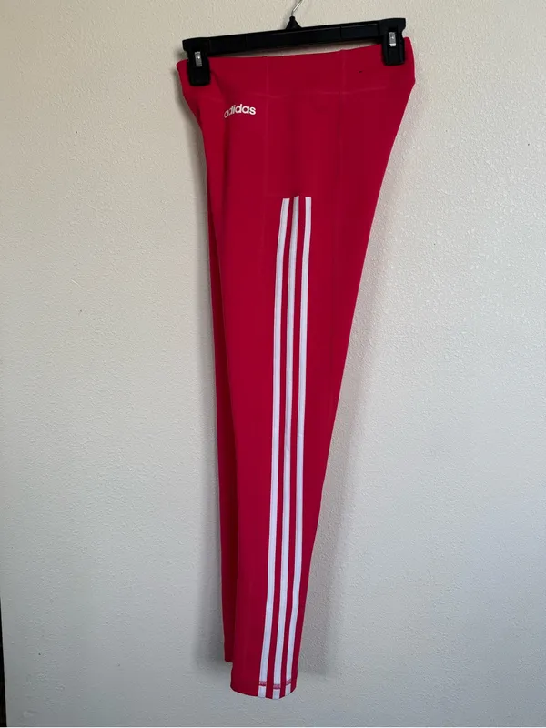 Adidas AeroReady Hot Pink 3 Stripe Leggings Athletic Yoga Gym Size S - Image 4