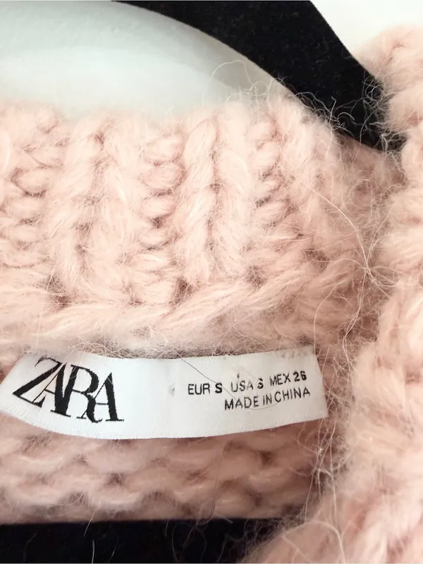 Zara alpaca wool vest thick knit chunky pink size small - Image 2