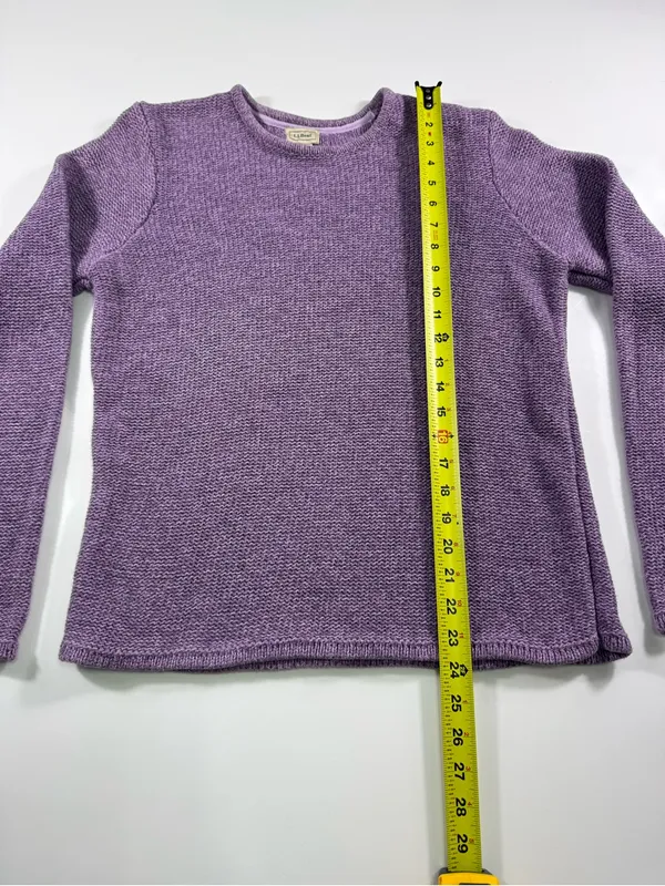 L.L. Bean 100% Cotton Lavender Crewneck Sweater - Image 3