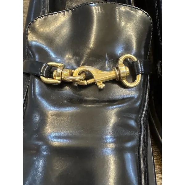 Vintage Coach Made in Italy 2" Block Heel Black Leather Y2K Horse‎ Bit Size 8N - Image 5