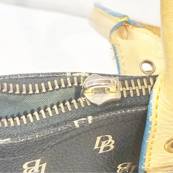 Dooney & Bourke Signature Satchel Black Tan Leather Purse 2000s VINTAGE - Image 5