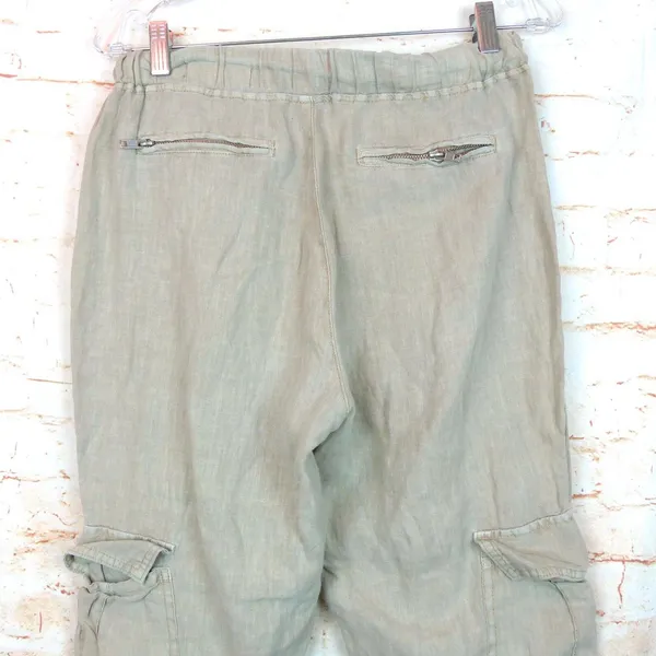 Blank NYC Cargo Pants Womens 27 100% Linen Beige Utility Jogger Pull On Beach - Image 8