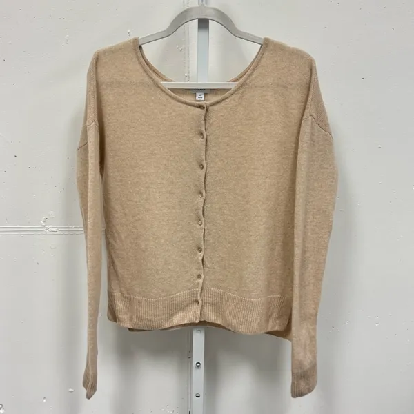 Cuyana Single-Origin‎ Cashmere Minimalist Button Cardigan Sweater Medium Beige - Image 2