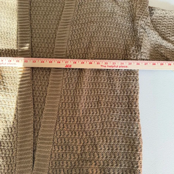 Zyia Active XL Tan Chunky Basketweave Knit Open Front Cardigan Sweater Cozy‎ - Image 3