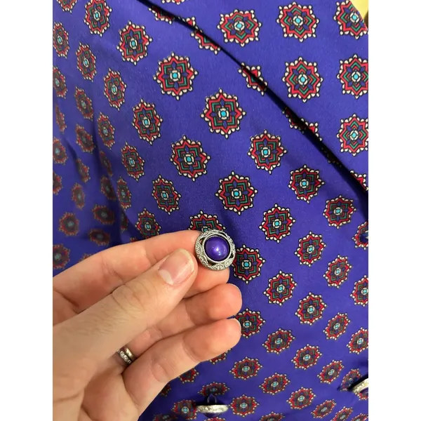 Breli Originals Vintage 80s Purple Geometric Medallion Belted Midi Dress USA - Image 4