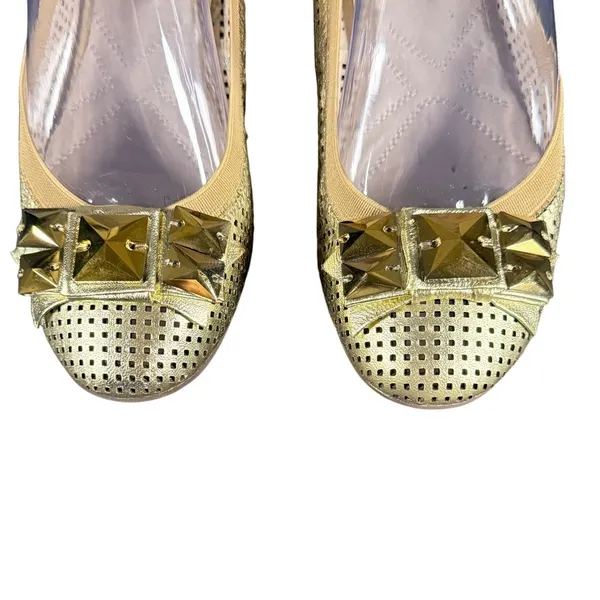 Staccato Gold Perforated Studded Ballet kitten heel Women‎ Size 39 - Image 3
