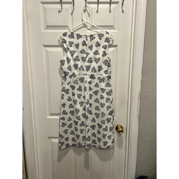 Boden Womens White Navy Blue Heart Print Sleeveless Sheath Dress Size US 8 UK 12 - Image 3