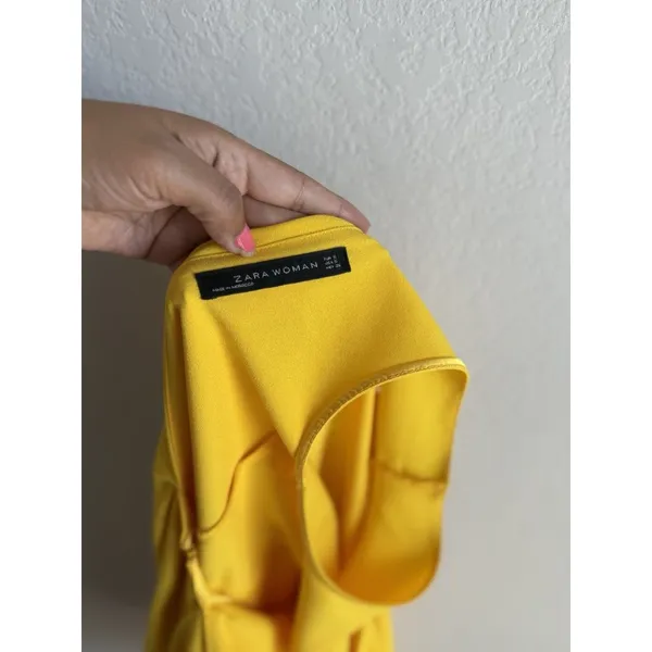 ZARA Women's Open Back Yellow Ruffle Cape‎ Mini Dress Size Small Modest - Image 10