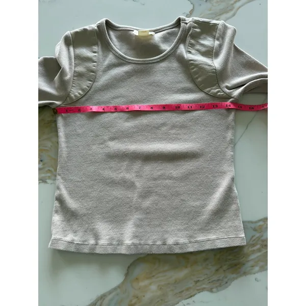 Maeve Anthropologie Pink Ribbed Long Sleeve Top Shoulder Patch‎ XS - Image 5