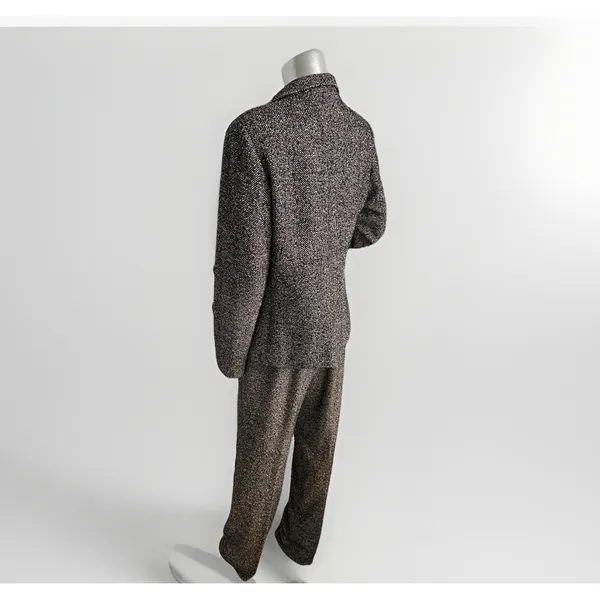 Vintage Carlisle Black White Marled tweed herringbone Pant Suit Wool Blend 12 - Image 5