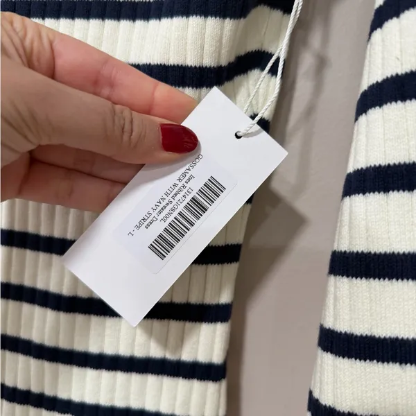NWT REFORMATION Ines Striped Ribbed Knit Crewneck Mini Dress Sz L - Image 6