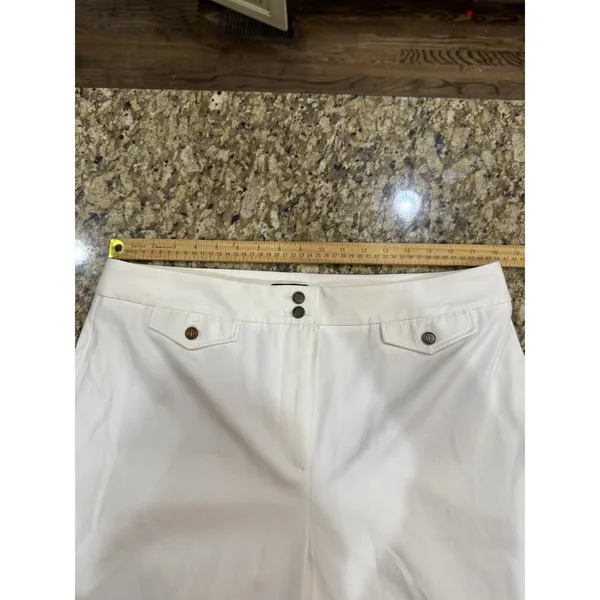 Talbots White Wide Leg Pants Crested Buttons Size 16P Coin Pockets‎ Nautical - Image 6