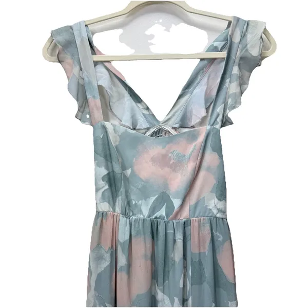 Show Me Your Mumu Reese Ruffle Sage I Do Floral June Maxi Dress SMALL - Image 6