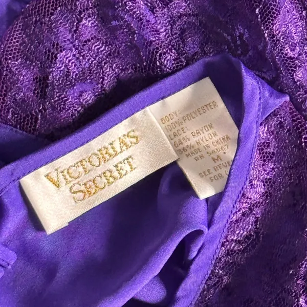 Vintage Purple VS Gold Label Deep V Lace Slip Dress Dark Fairy Whimsigoth 90s - Image 3
