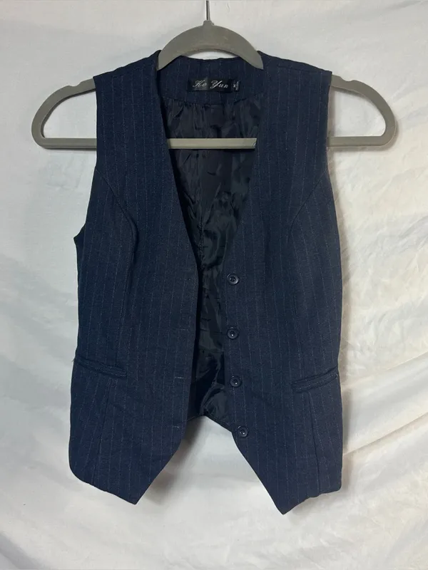 Vintage Office Siren Vest in Navy - Image 2