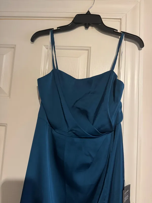 Lulus Blue Satin Maxi Dress - Image 3