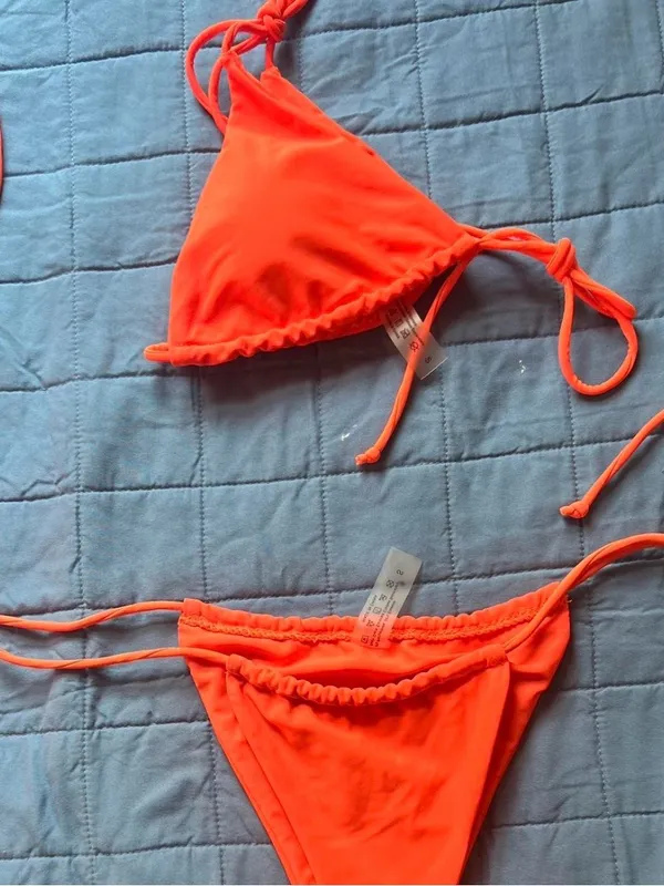 Neon Orange String Bikini Set - Image 2
