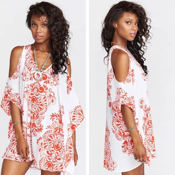 Show Me Your Mumu Peta Boo Tunic Top Dress‎ Red White Small Oversized Artsy Boho - Image 2