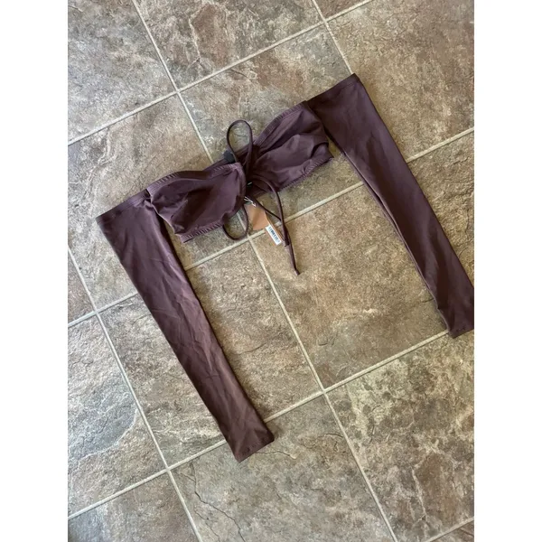 SKIMS Swim Long Sleeved Bikini Top Cocoa Size Small - Image 8