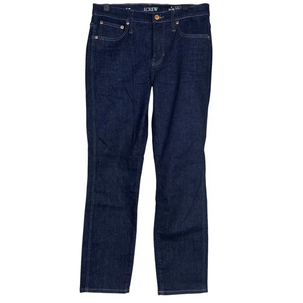 J. Crew 9" Vintage Slim Straight Ankle Cropped Stretch Jean 28 Indigo Dark Blue - Image 2