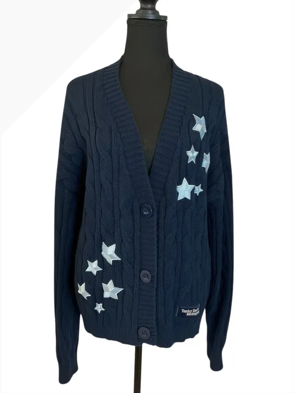Taylor Swift Midnights Navy Blue Cable Knit Cardigan - Image 3