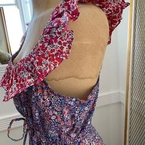 J.Crew Liberty Floral Cherry Printed Ruffle Tier Summer Dress Size S - Image 4