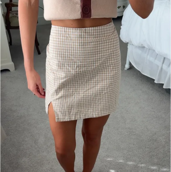 Pink lily gingham skirt  - Image 3