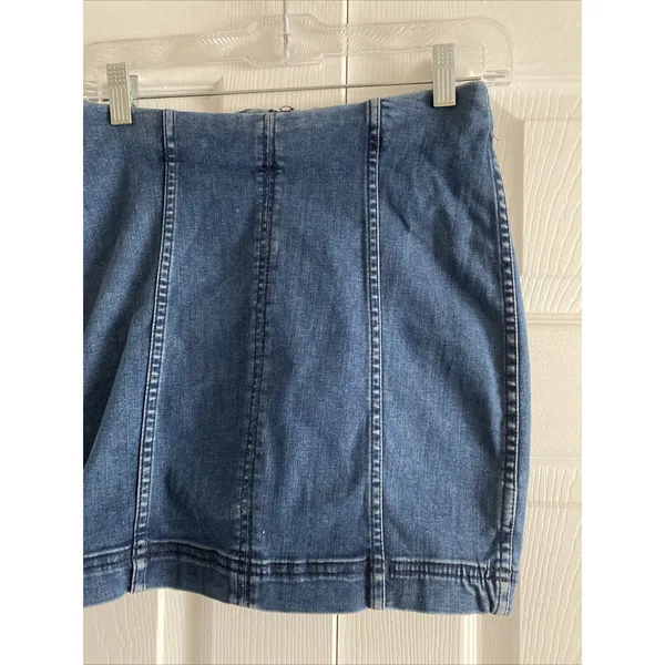 Free People Modern Femme Denim Mini Skirt Womens Size‎ 2 Blue Boho Y2K Cotton - Image 2