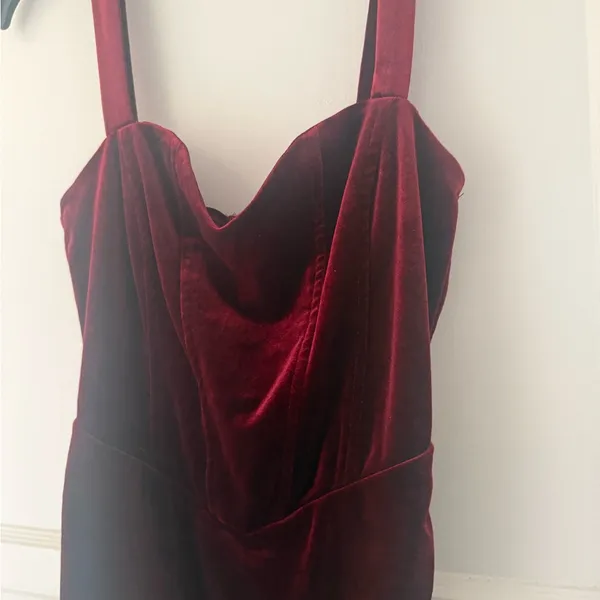 Valentine Cider Deep Red Velvet Woman’s Dress - Image 3