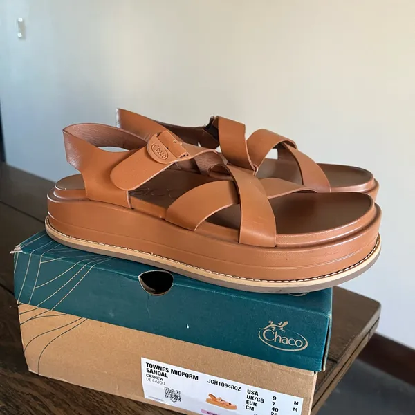 Chaco Townes Midform Size US 9 M EU 40 Women's Leather Sandals Cashew - Image 4