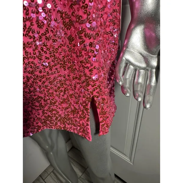Rachel ALLAN 40150 Hot Pink Sequin One Shoulder Fringe Dress Size 12 NWT - Image 8