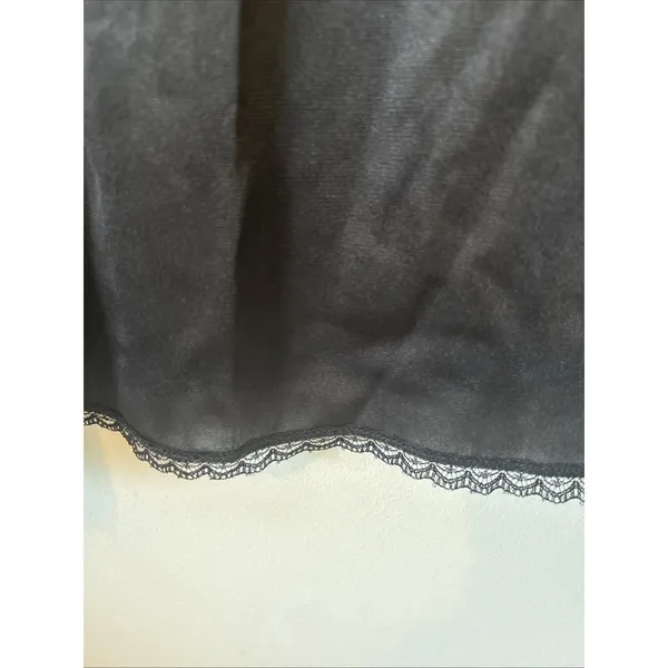 Vintage Black Lace Trim Full Slip Dress Sleeveless Mid Length Lingerie Nightgown - Image 3