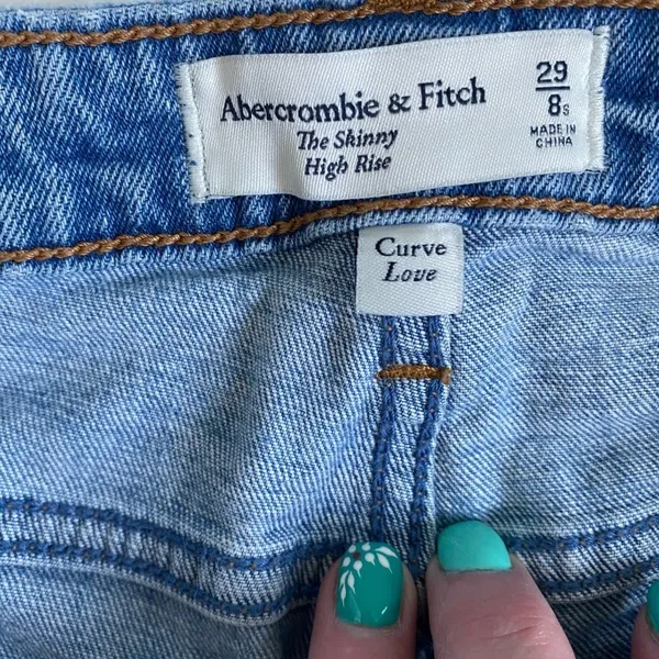 Abercrombie &‎ Fitch Curve Love High Rise Skinny Distressed Jeans Blue 29/8S - Image 5