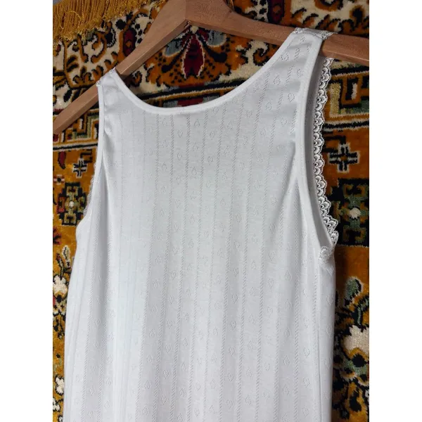 Vintage White Pointelle Cotton Lace Camisole sz Medium - Image 5