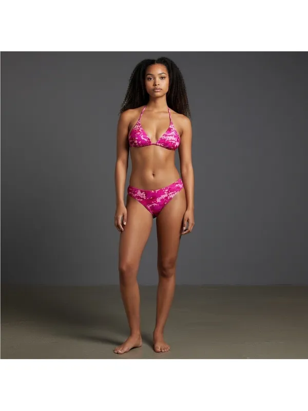 SKIMS SWIM TRIANGLE BIKINI TOP IN PINK‎ CAMO size XL - Image 8
